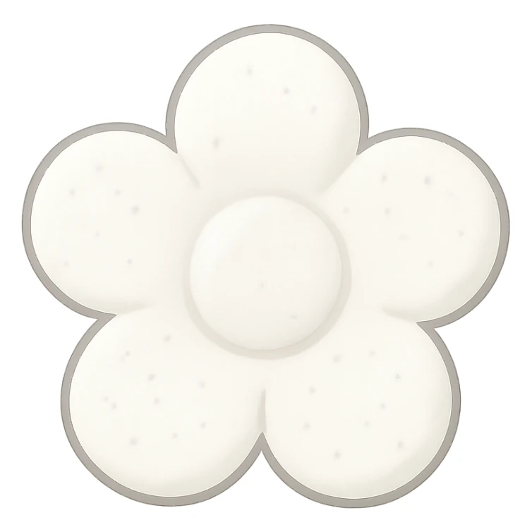 Change the candy to white, keep it flower-shaped, centered, transparent background, no other elements, same style. sticker