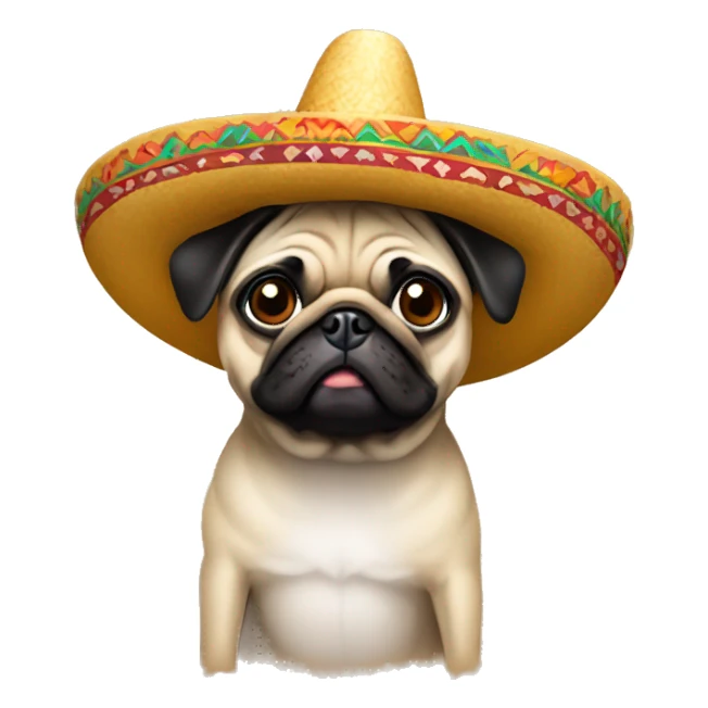 Pug wearing sombrero sticker