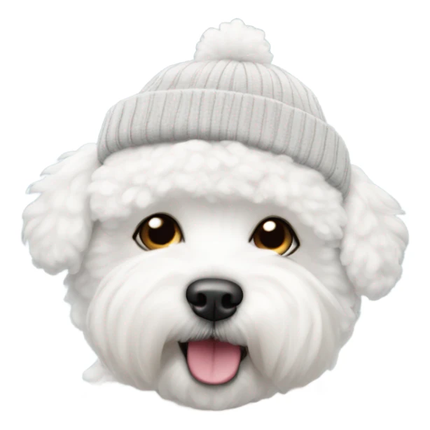 Bichon frise wearing a beanie sticker