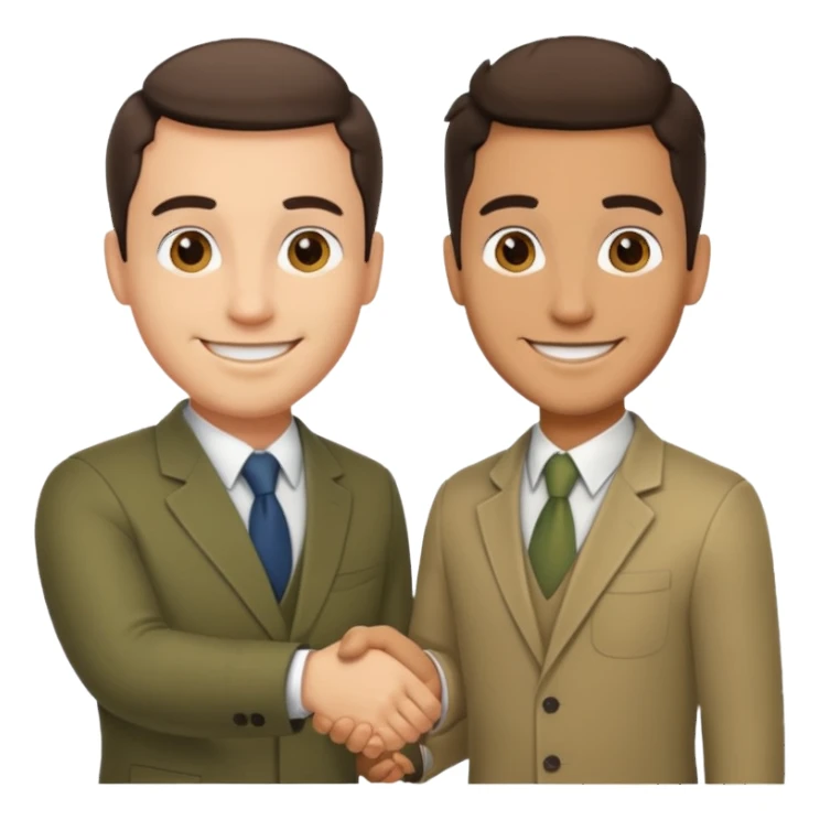 two men smiling and shaking hands sticker