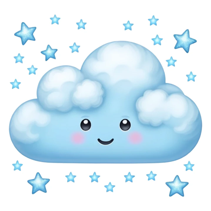pastel blue cloud with sparkling stars sticker