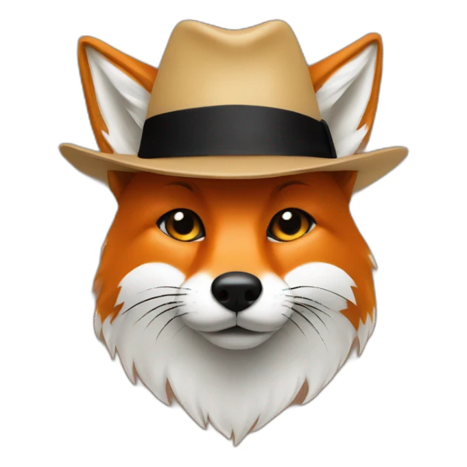 fox face with hat and with big black human moustache sticker