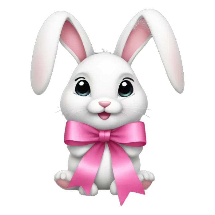 bunny with pink ribbon sticker