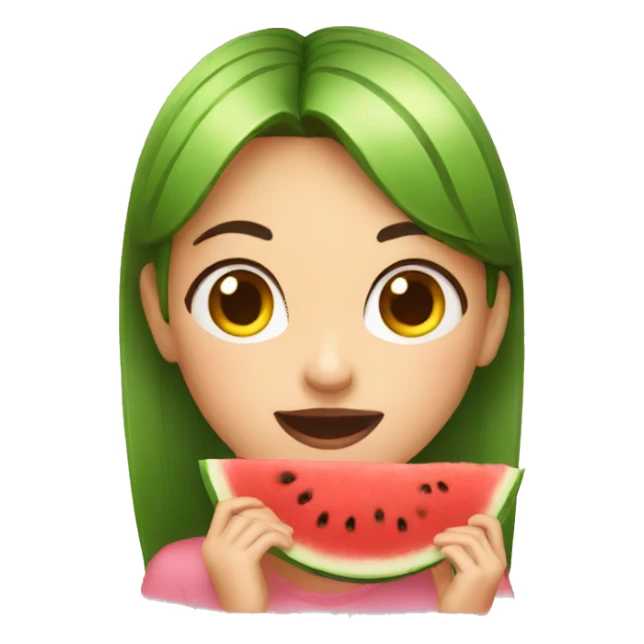 a girl eating watermelon abnormally sticker