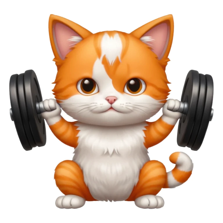 kitten lifting weights sticker