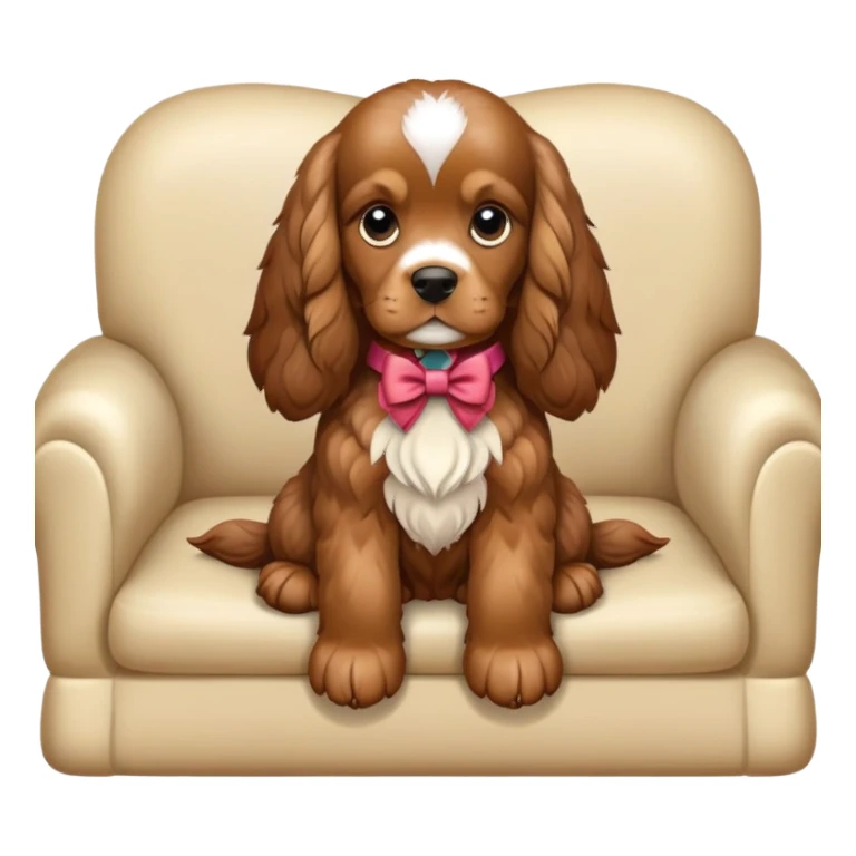 Cocker spaniel with bow sit on sofa  sticker