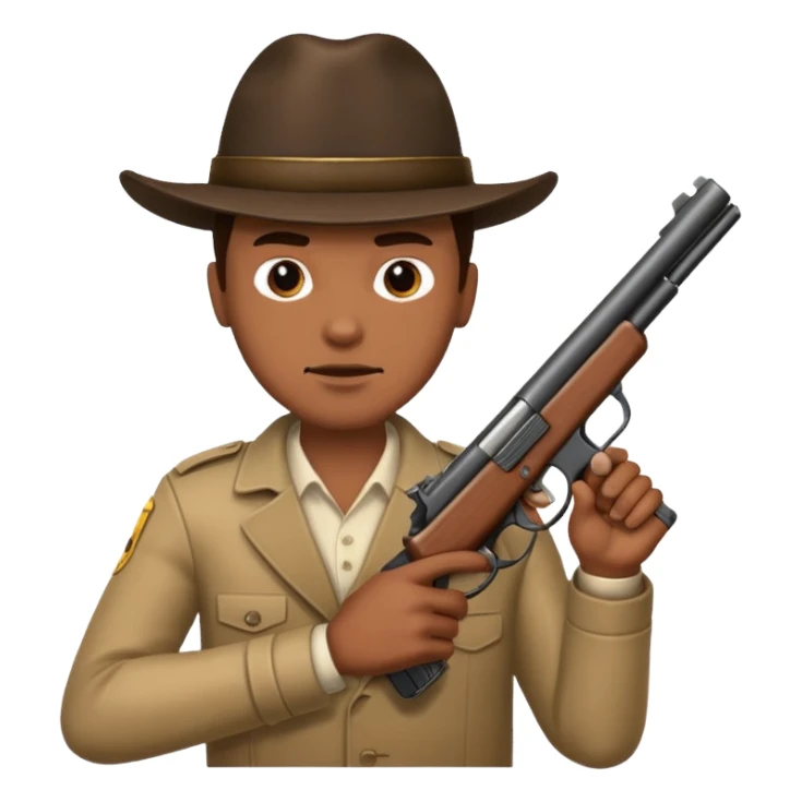 man with gun sticker