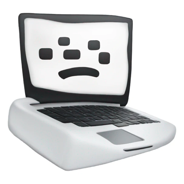 white laptop, black checkmark sticker