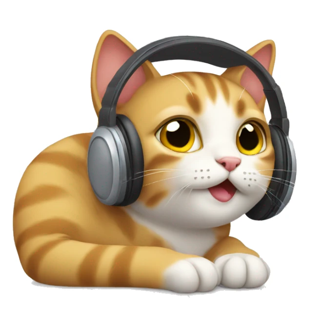 cat listening mus sticker