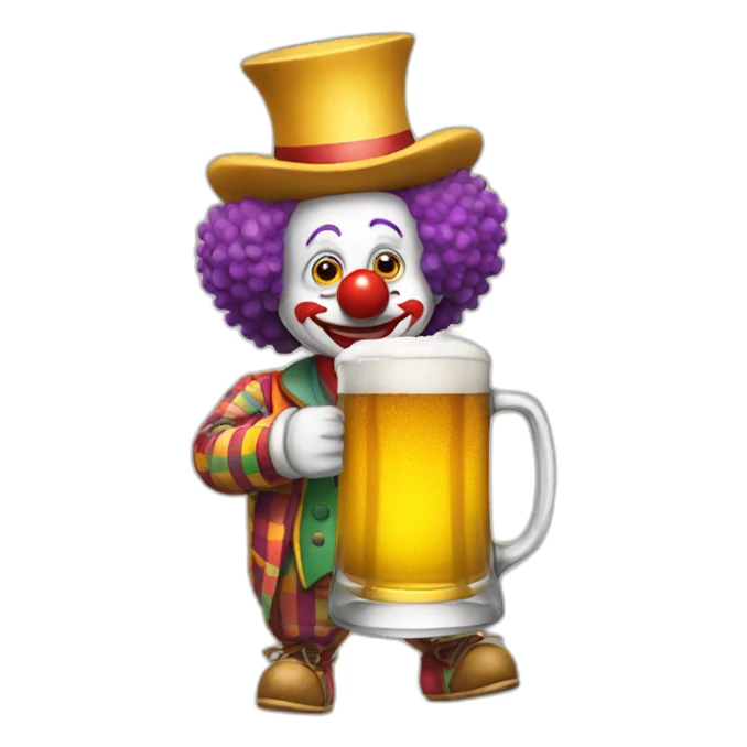 clown drinking beer sticker