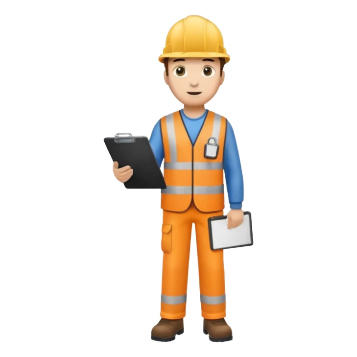 engineer standing full body with clipboard sticker