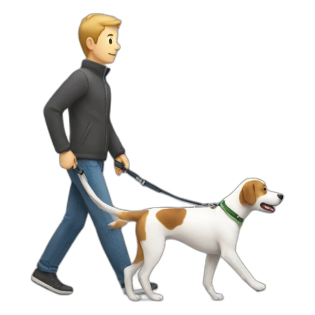 Dog walking human on leash sticker