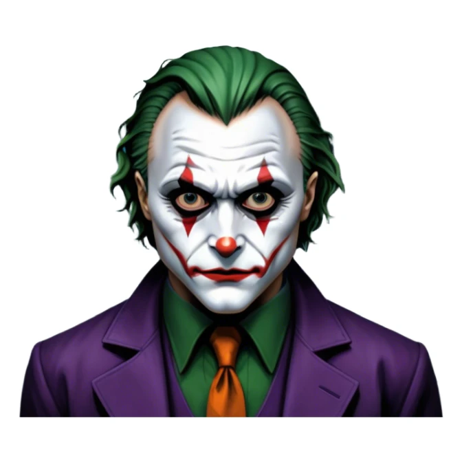 Thriller movie icon: A close-up collage with eerie, dramatic elements. Include the Joker, Hannibal Lecter, and a dark, moody Gotham City skyline in the background. The characters should look intense and shadowed, creating a tense atmosphere. Transparent background. sticker