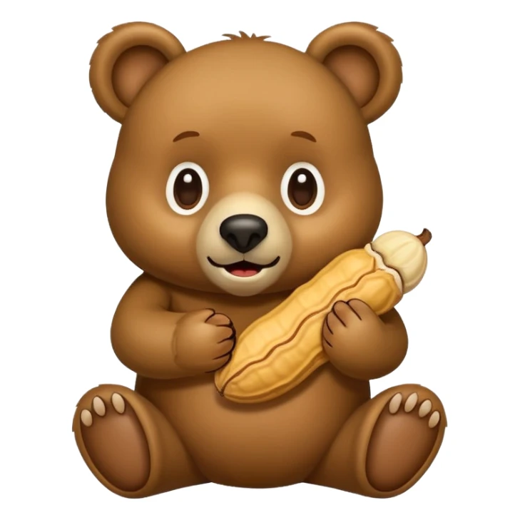 A bear holding a peanut sticker