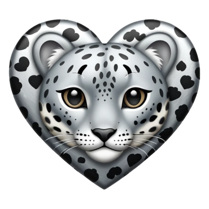 Silver heart with snow Leopard print markings sticker