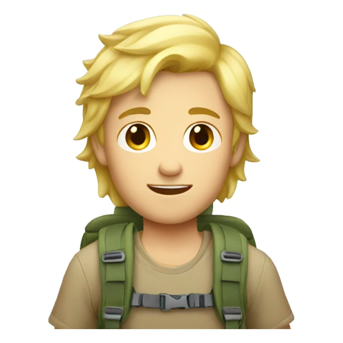 backpacking blonde boy with short sticker