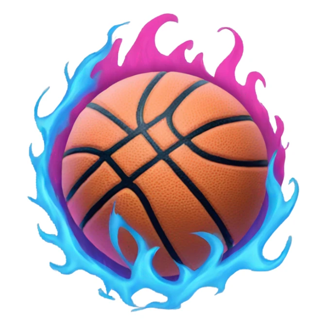 Basketball with pink and blue flames sticker