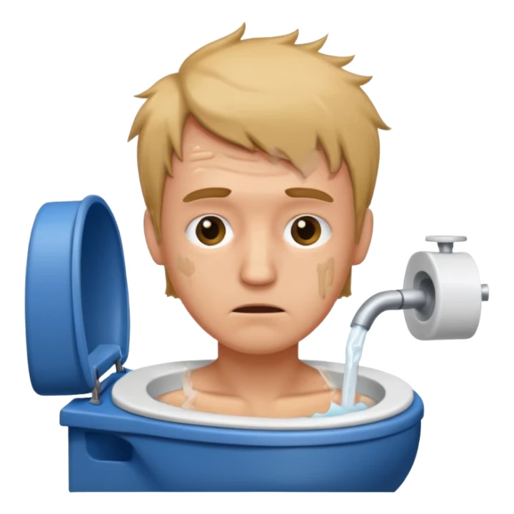 Man Head in toilet with neck sticker