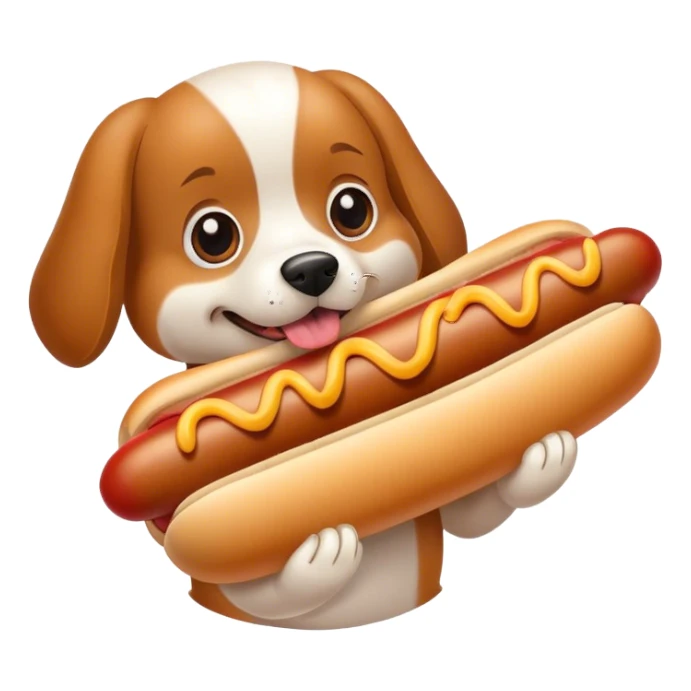 Dog eating hotdog  sticker
