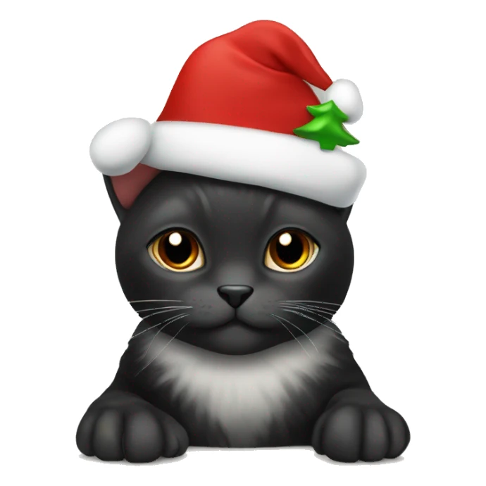 Black Tortoise colored cat with Christmas hat  sticker