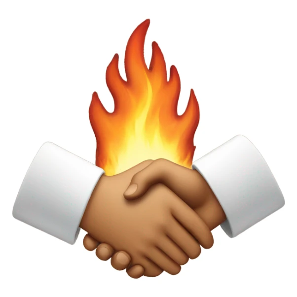 Handshake on fire  sticker