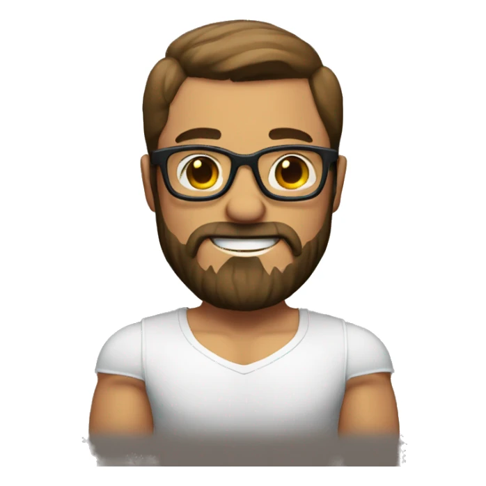 muscular guy with beard & glasses sticker