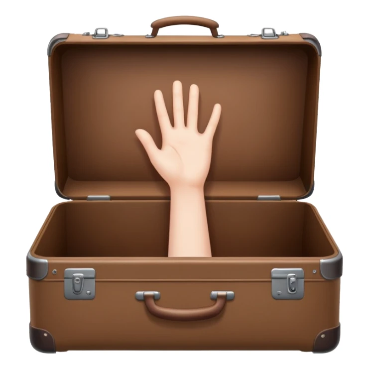 Suitcase with a hand sticking out sticker