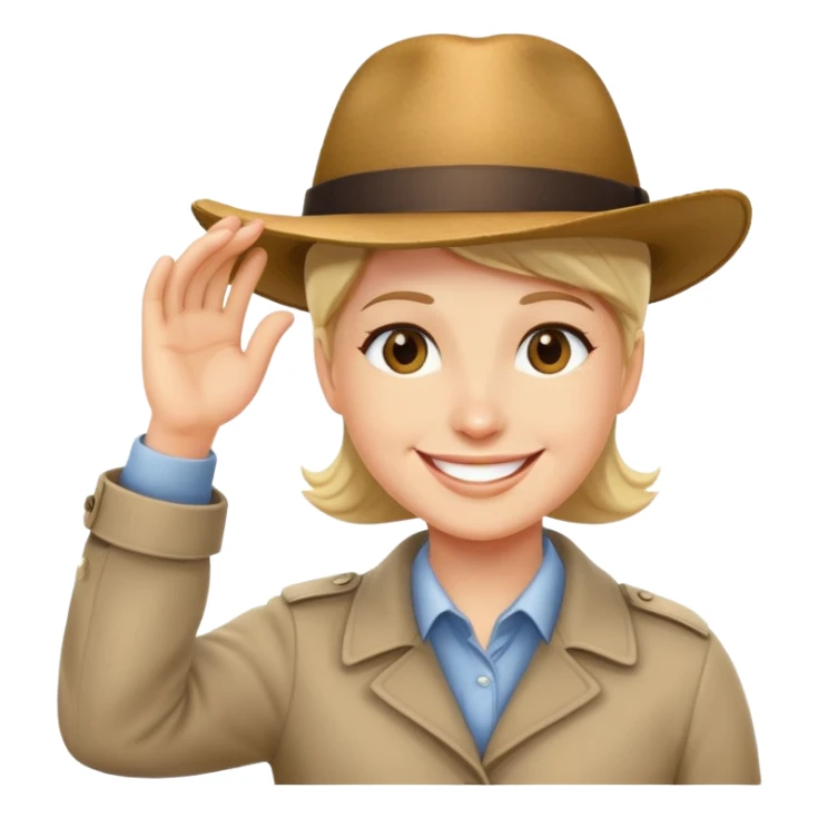 person tapping their hat sticker