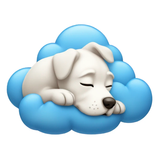 A dog laying down dreaming with dream cloud sticker