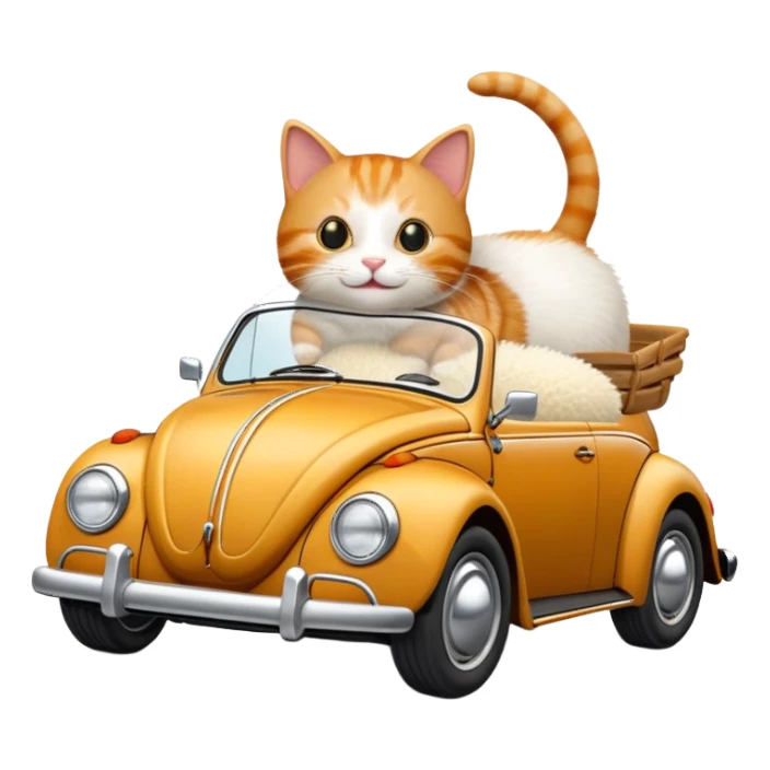 A cat driving a Volks wagen beetle sticker