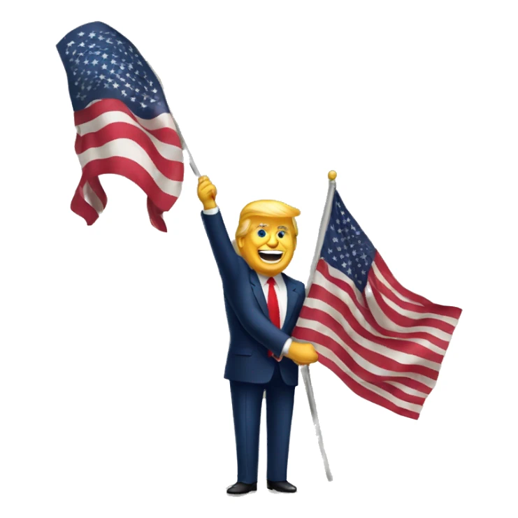 trump handing us flag sticker