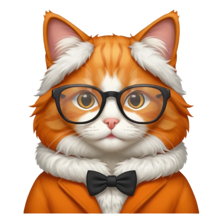Orange cat wearing nerdy square glasses. sticker