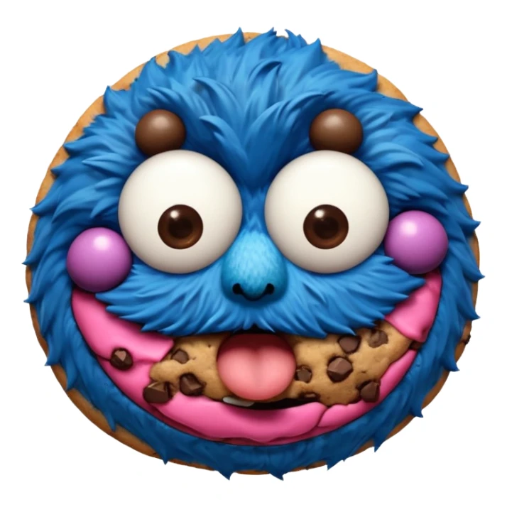 sesame street cookie monster only face and cookie sticker