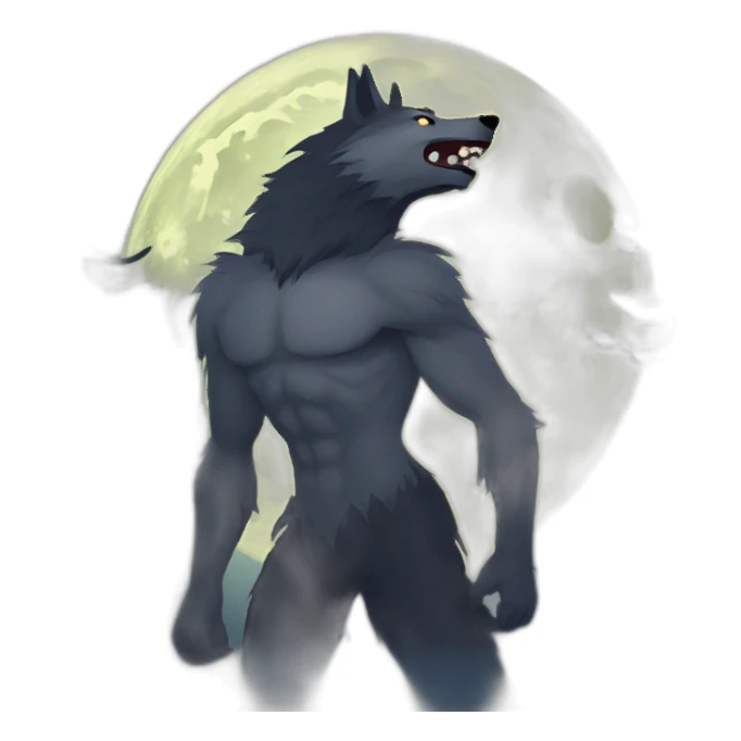 werewolf under full moon in forest sticker