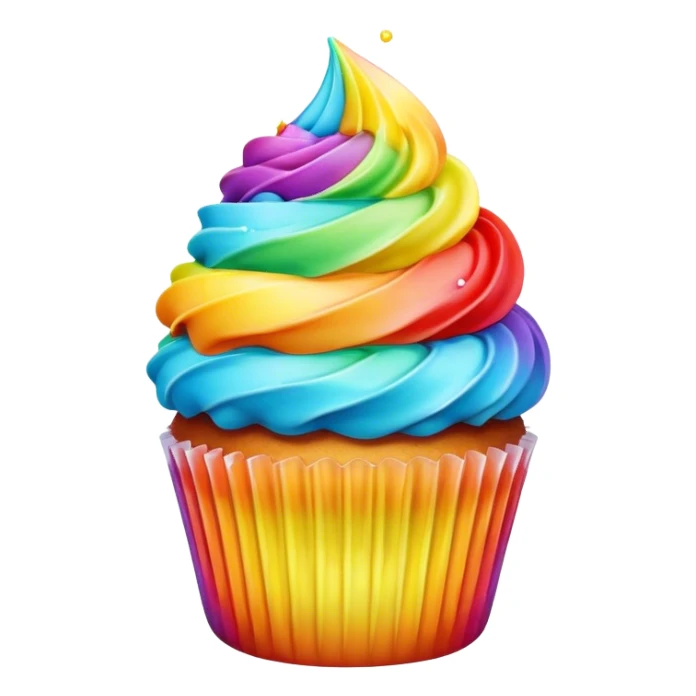 a rainbow iced cupcake sticker