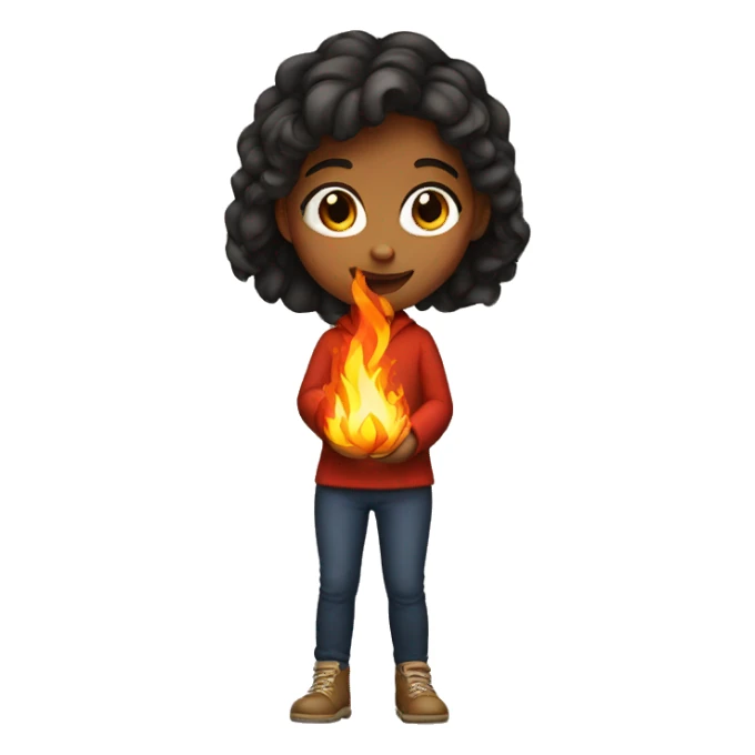 Girl with fire  sticker