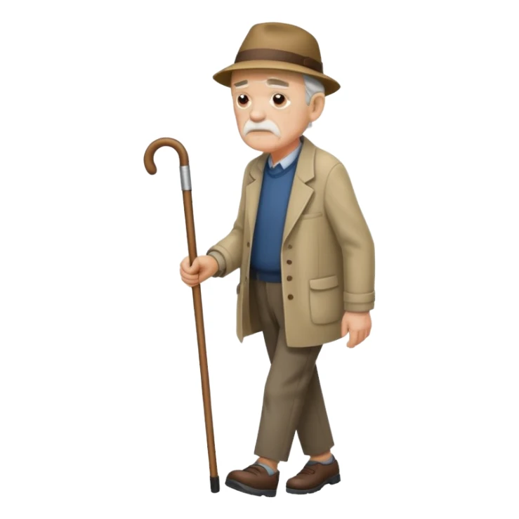 IDOSO COM BENGALA ANDANDO TRISTE sticker