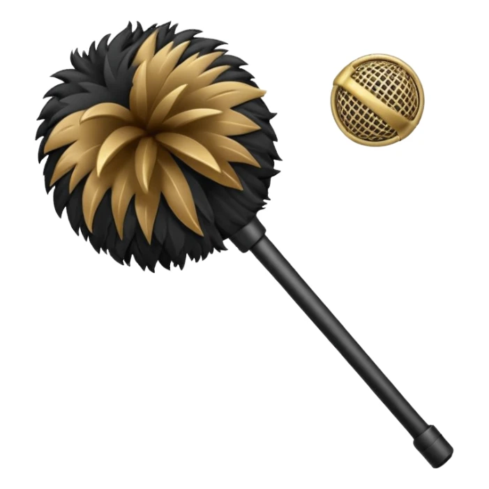 boom fluffy microphone with stick sticker