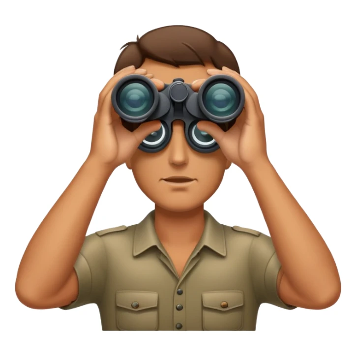 Man looking throug binoculars sticker