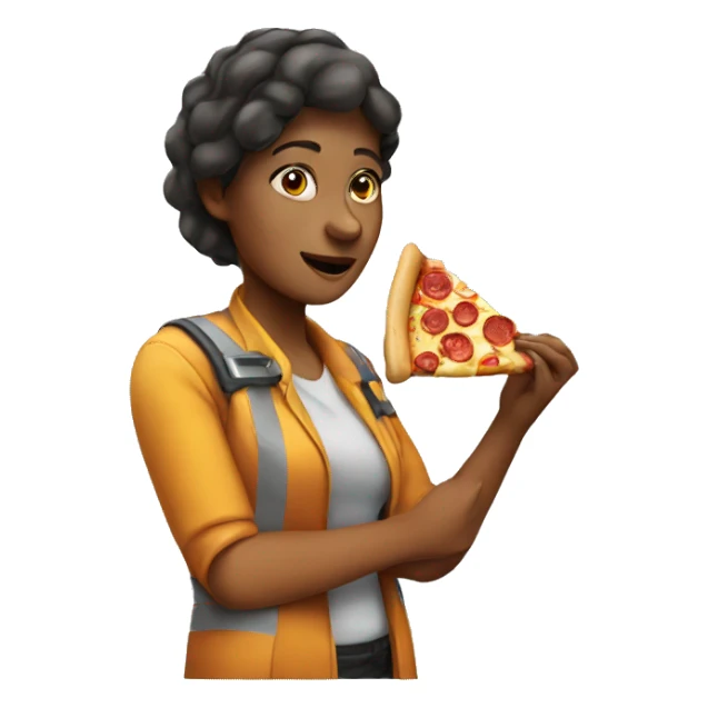 Women engineer eating pizza sticker