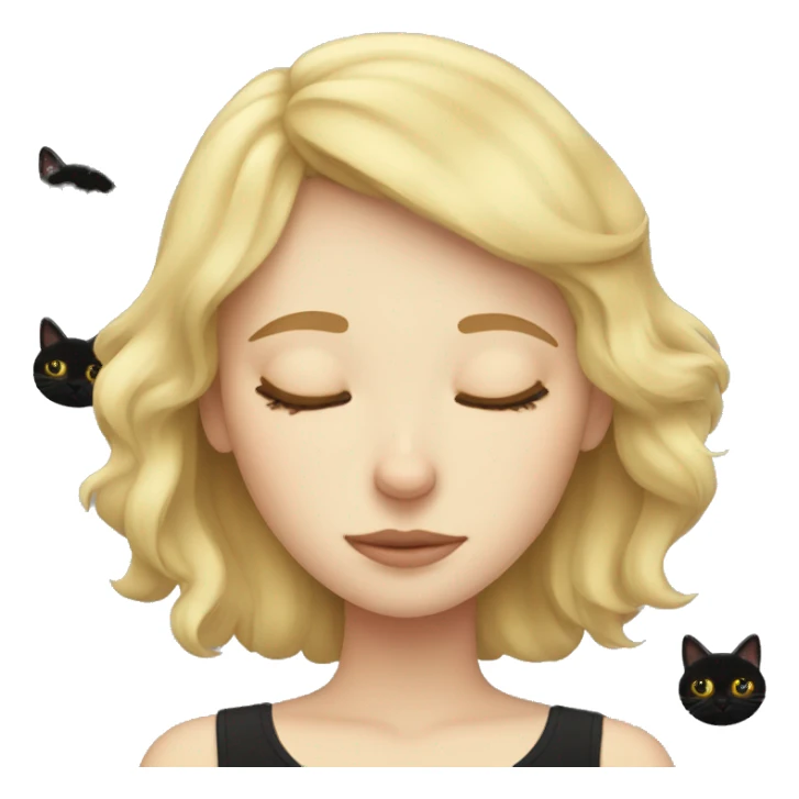 Blonde girl sleeping with black cat sticker