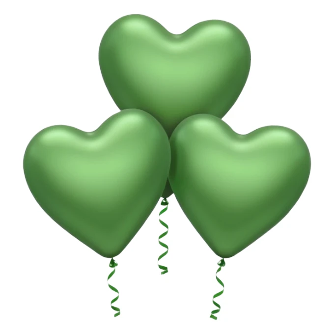 3 green Satin hearts balloons  sticker