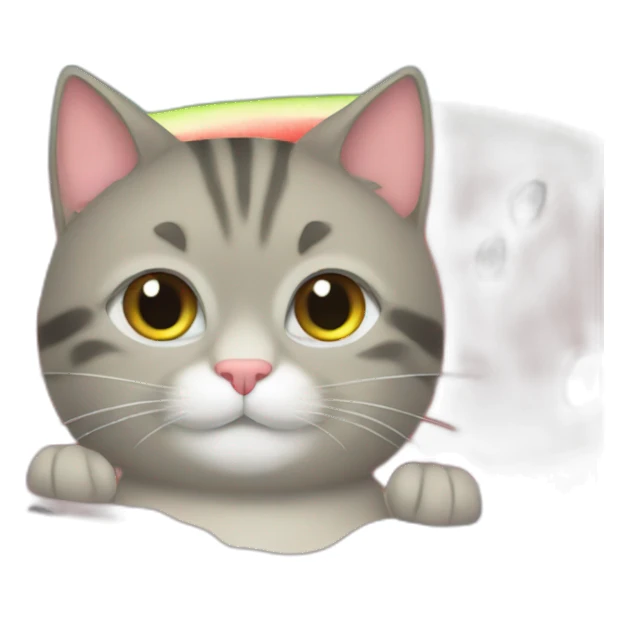 a cat taking a bath in a watermelon sticker
