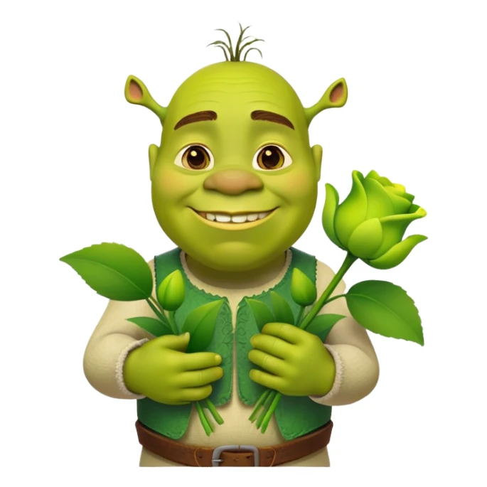 Shrek giving green flowers  sticker