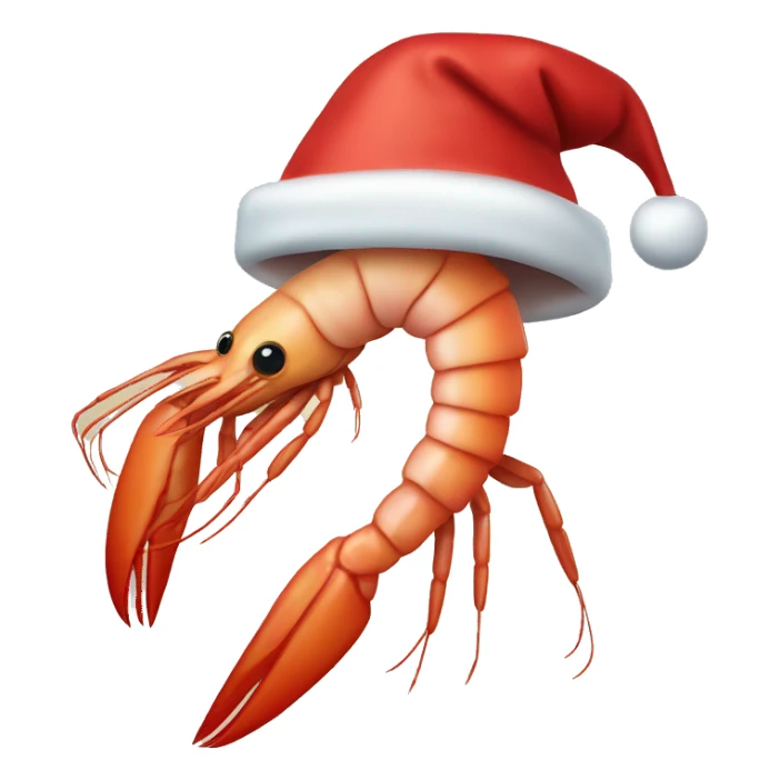 shrimp wearing a color christmas hat sticker