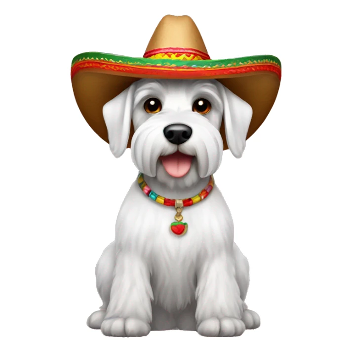 White schnauzer with mexican hat sticker