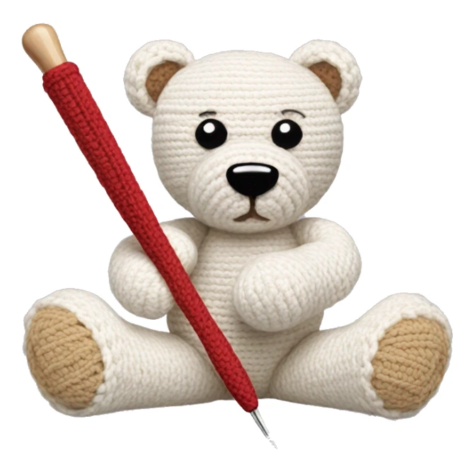 Crochet hook making a stuffed animal sticker