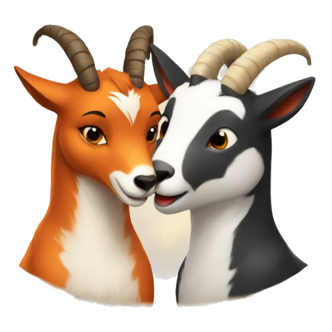 a fox and a goat kissing sticker
