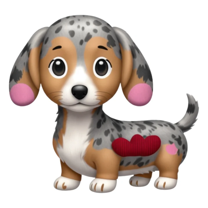 Chibi style Plush gray dappled dachshund  sticker