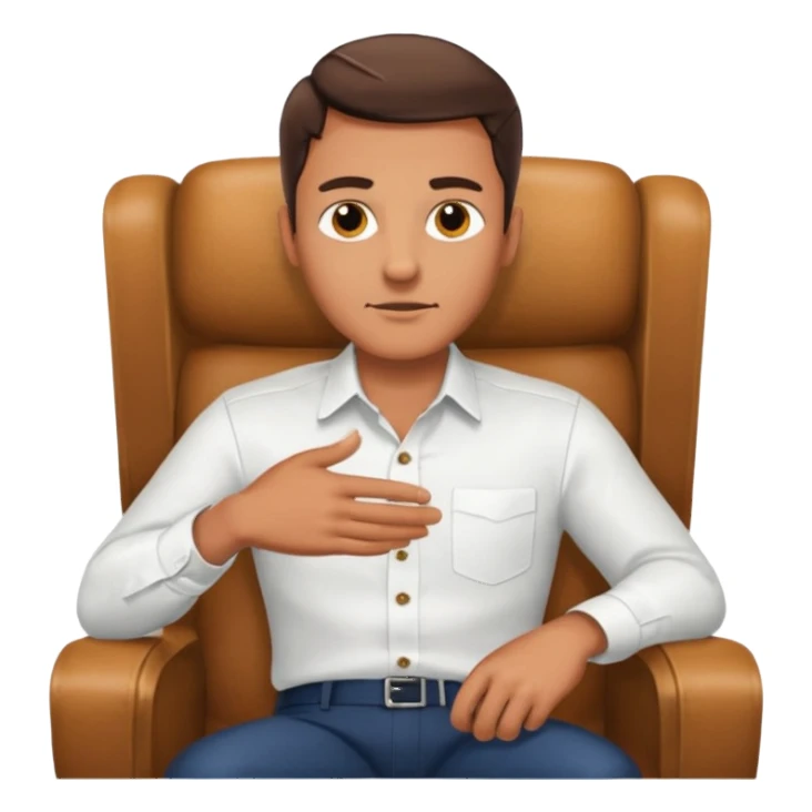 Guy in a chair asking sticker